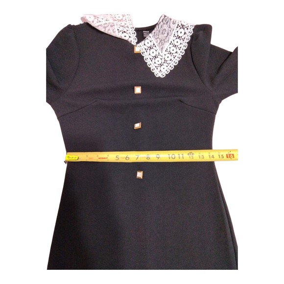 SHEIN Women's M Dress Black White Collar Wednesday  Adams Jury Halloween Gold - Picture 11 of 14